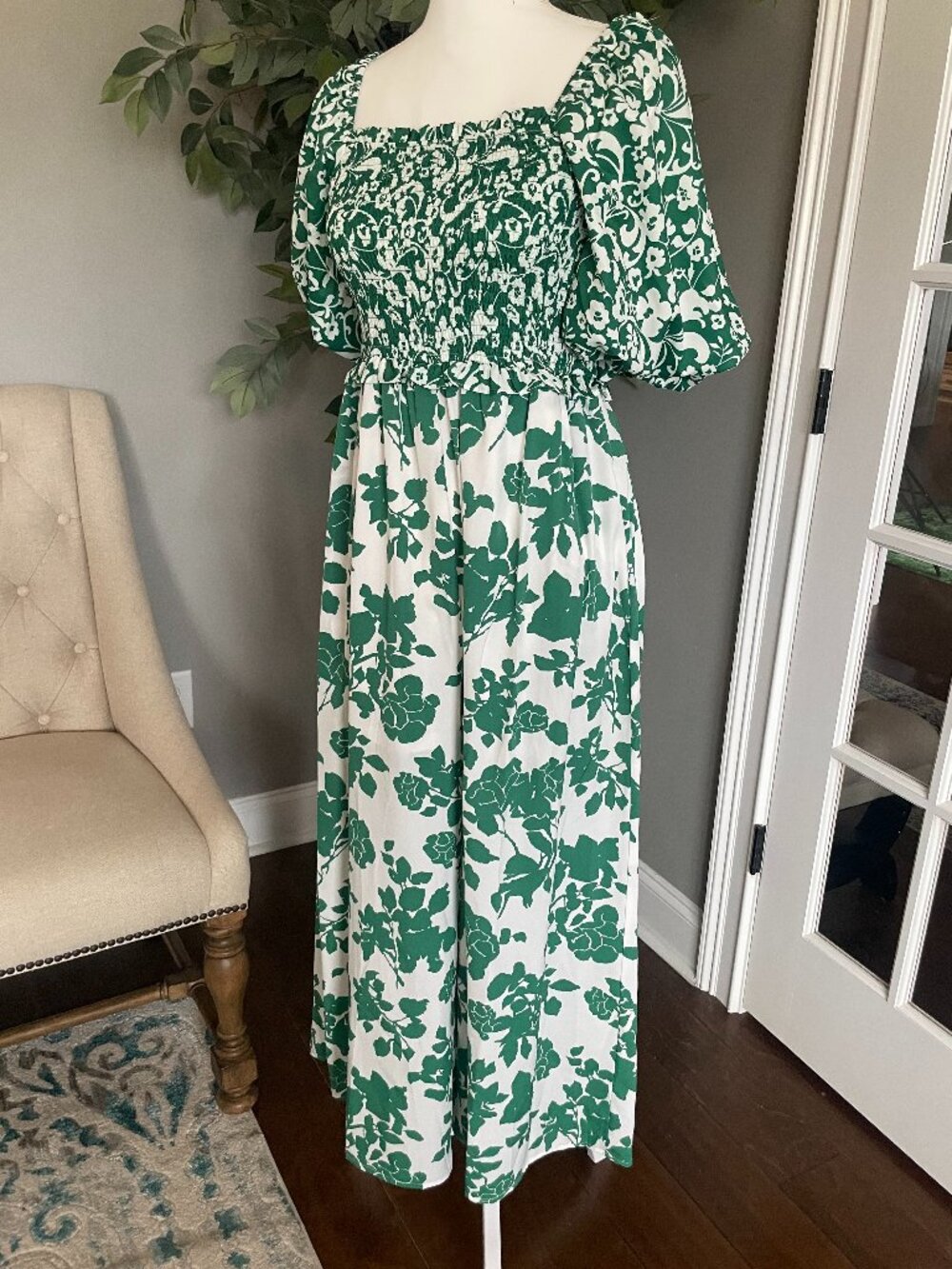 Green Printed Jumpsuit - Medium